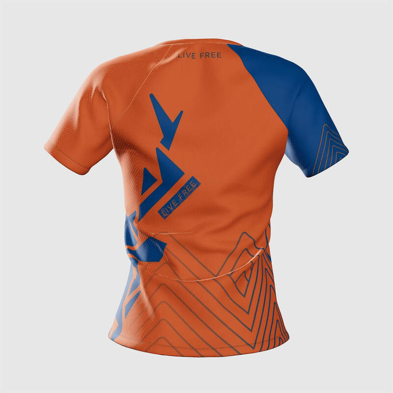 Hardloopshirt met korte mouwen voor dames Jano Blauw Oranje 6/7