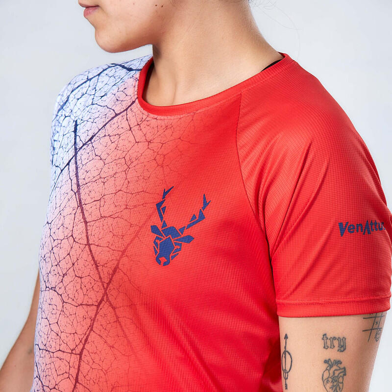 Hardloopshirt met korte mouwen voor damese Jerge Rood Wit 2/7