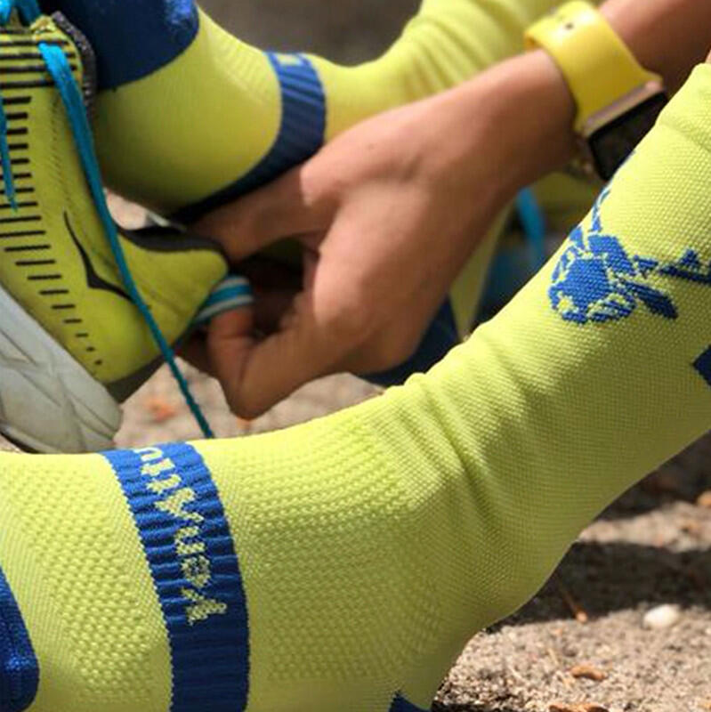 VENATTUS Meias de corrida de compressão média CULMEN amarelo-azul 3/3