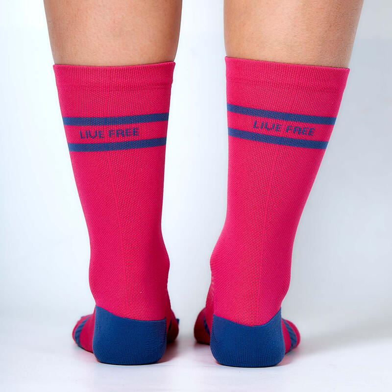 VENATTUS Meias de corrida de compressão média CULMEN Fuchsia-Azul 2/3