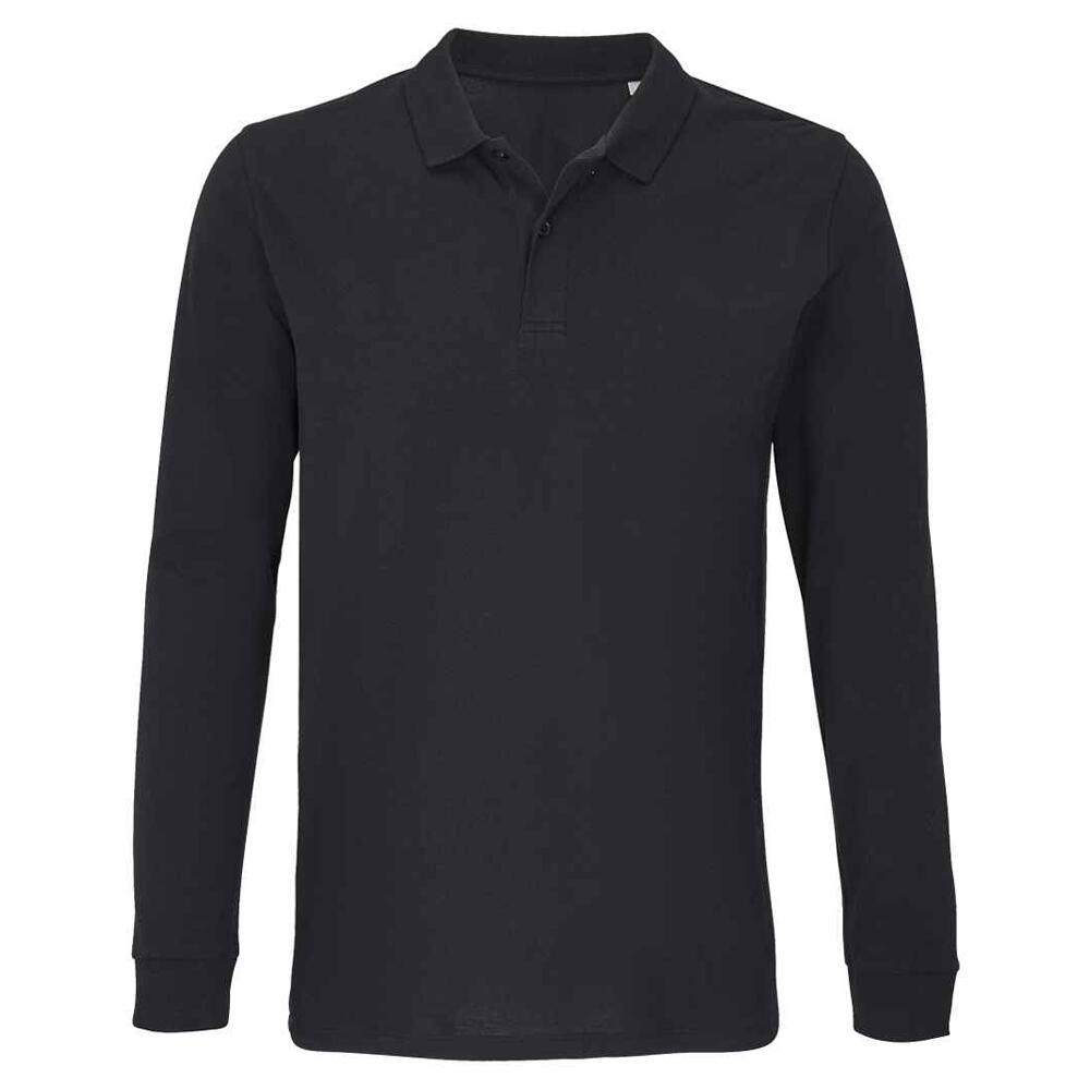 Unisex Adult Planet LongSleeved Polo Shirt (Black)