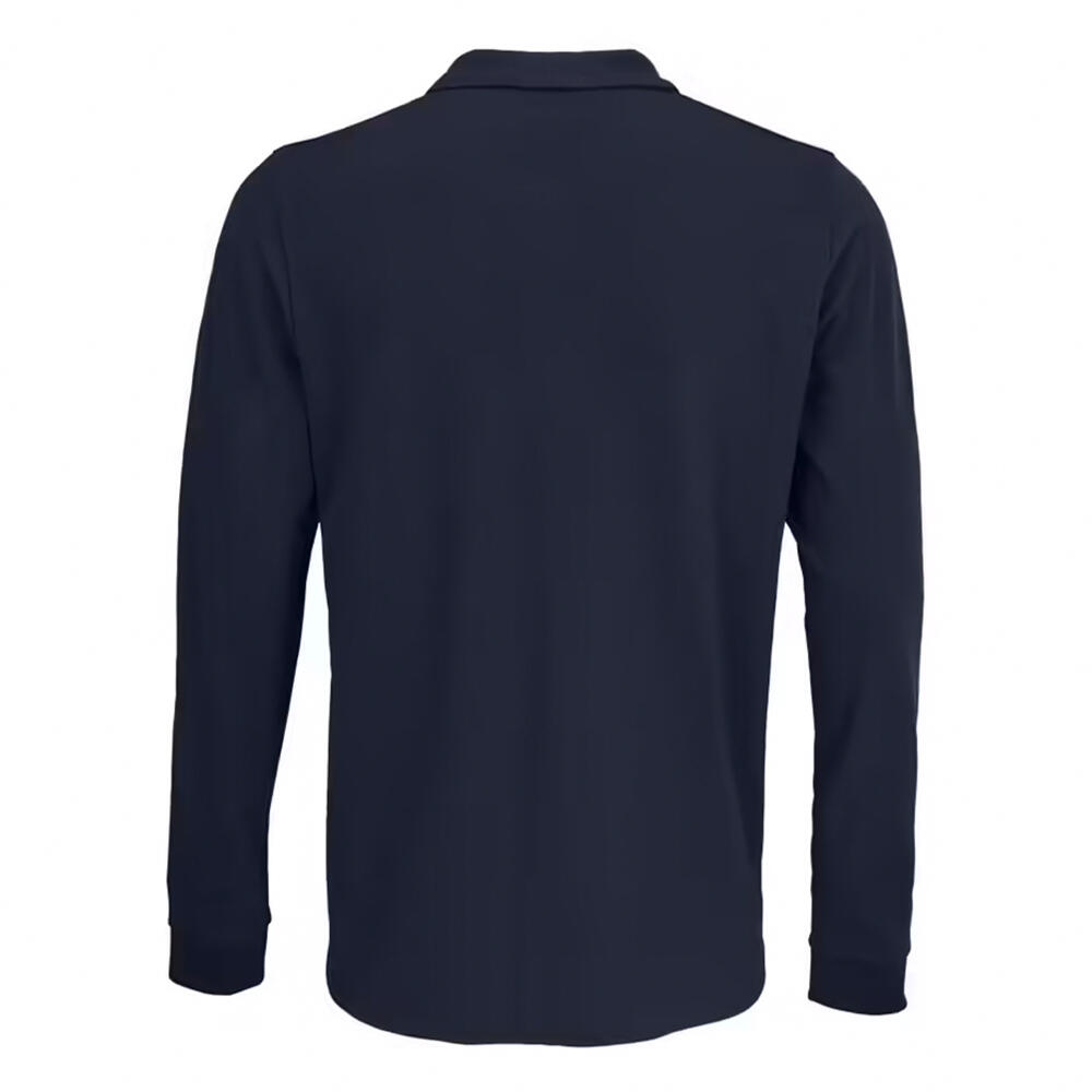 Unisex poloshirt met lange mouwen van katoen voor volwassenen (Franse marine) 2/4