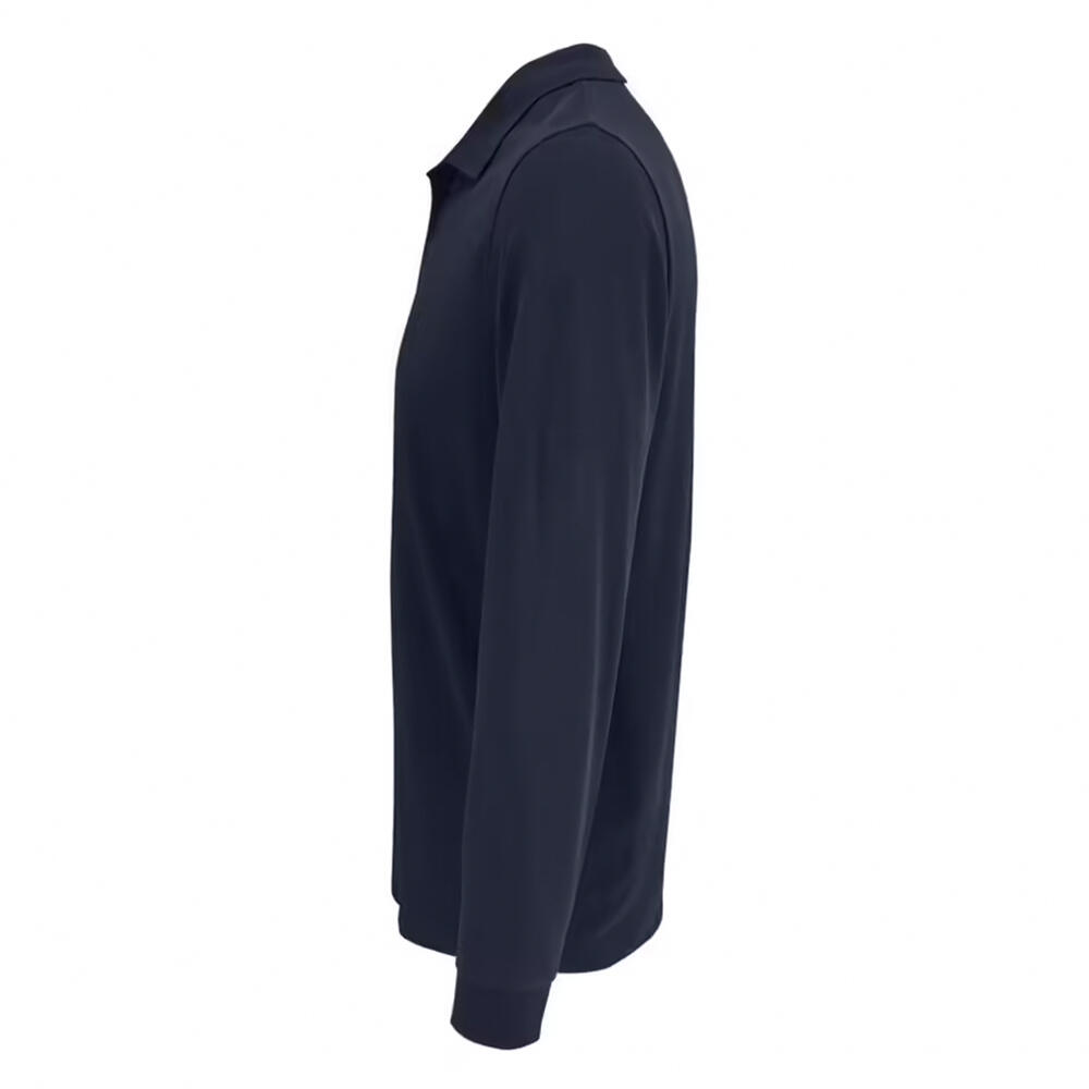 Unisex poloshirt met lange mouwen van katoen voor volwassenen (Franse marine) 3/4
