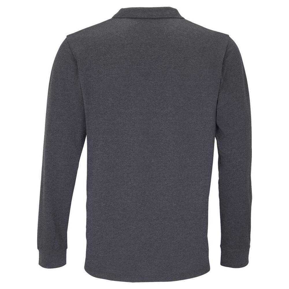 Maglietta Polo Manica Lunga Adulto Unisex SOLS Planet Carbone Melange 2/4
