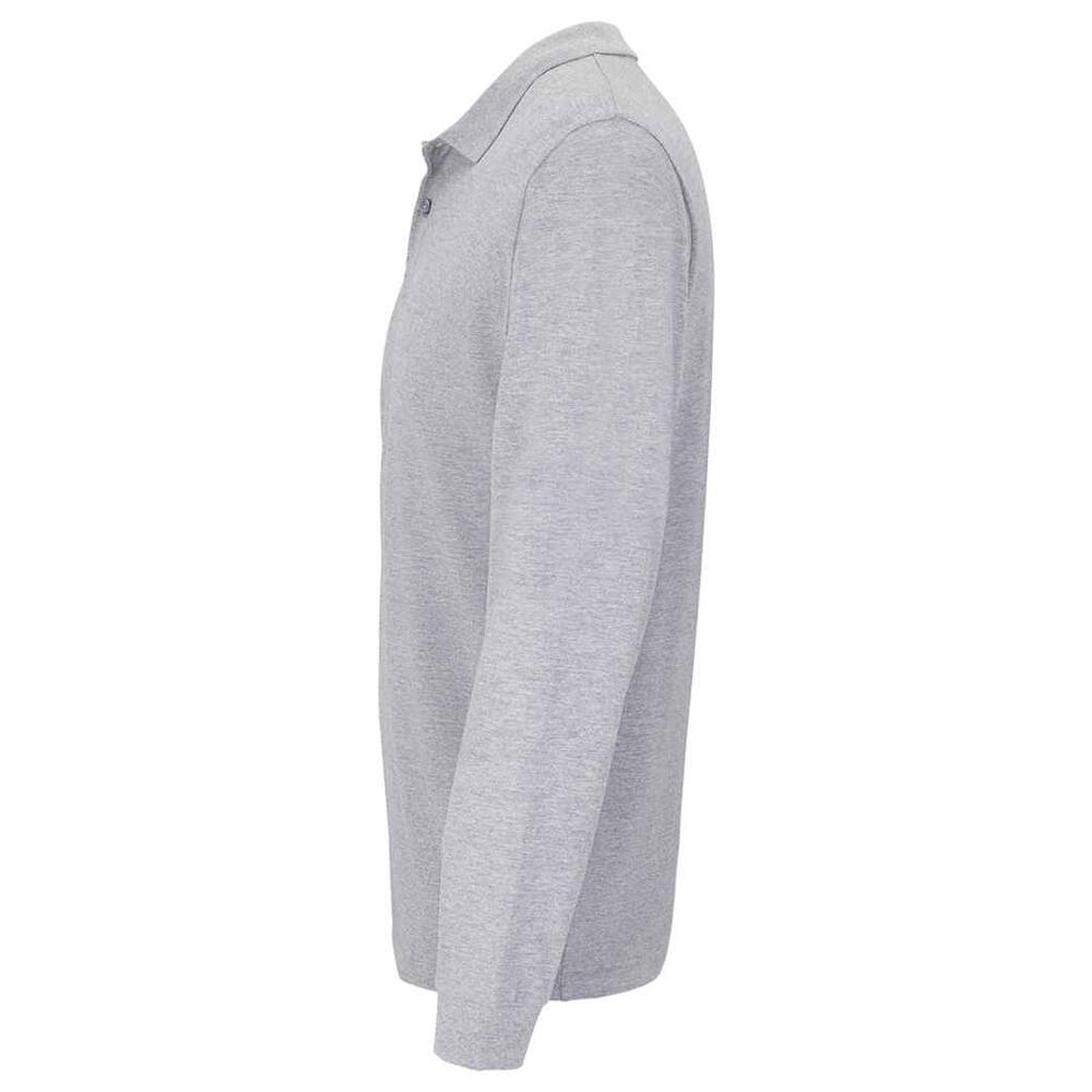 Maglietta Polo Manica Lunga Adulto Unisex SOLS Planet Grigio Melange 3/4