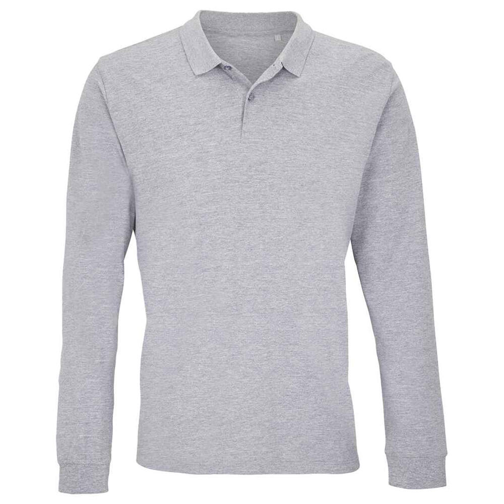 Unisex Adult Planet LongSleeved Polo Shirt (Grey Melange)