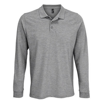 Unisex poloshirt met lange mouwen van katoen voor volwassenen (wit)