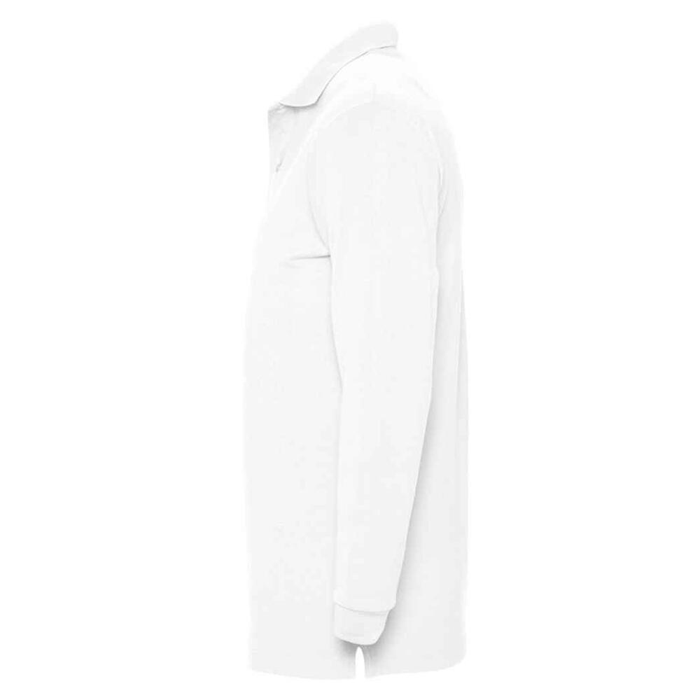 Volwassen uniseks Winter II poloshirt met lange mouwen (Wit) 3/4