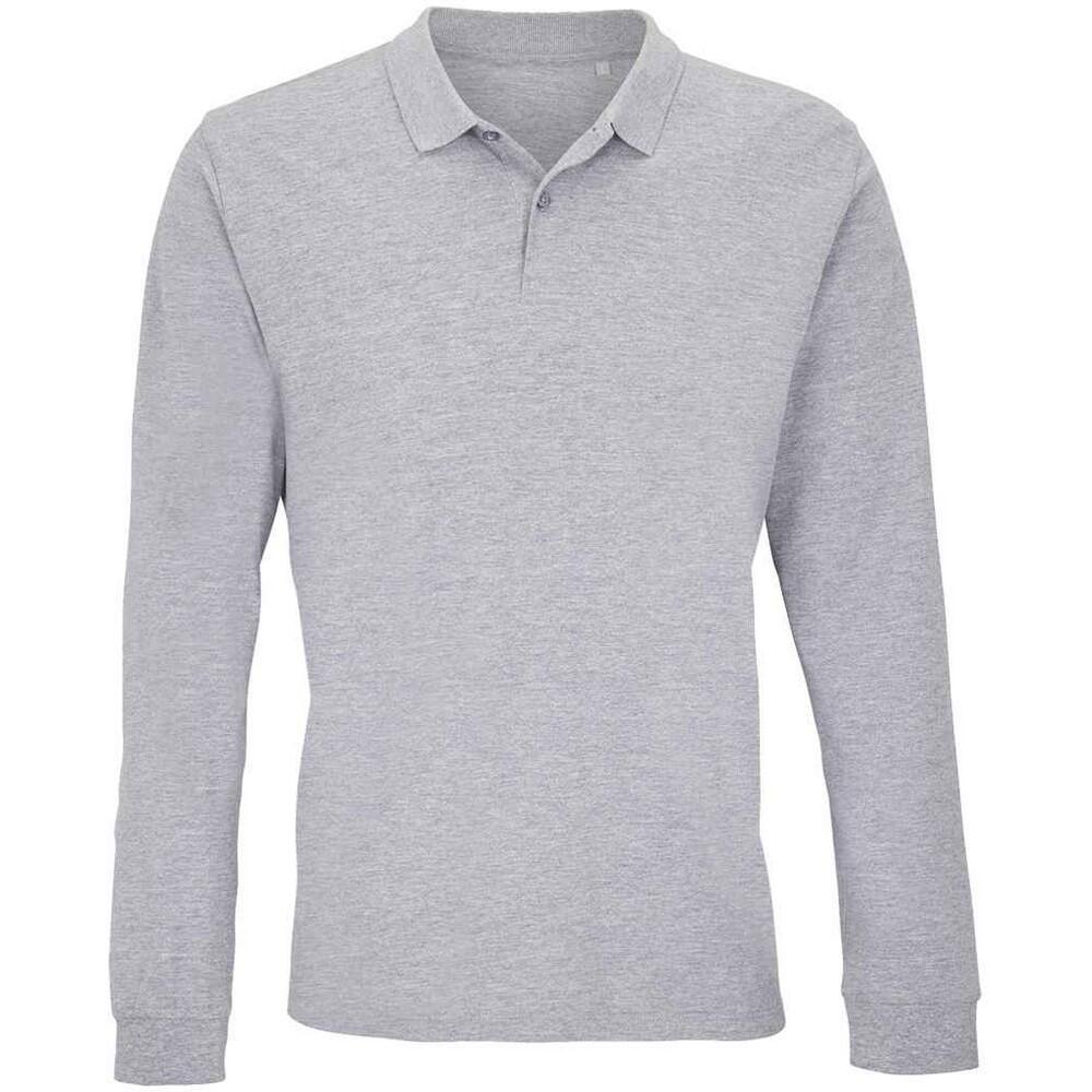 Unisex Adult Planet Marl Pique LongSleeved Polo Shirt (Grey Marl) 1/4