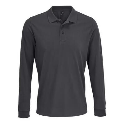 Unisex poloshirt met lange mouwen van katoen voor volwassenen (wit)