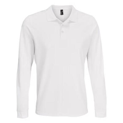 Unisex poloshirt met lange mouwen van katoen voor volwassenen (wit)