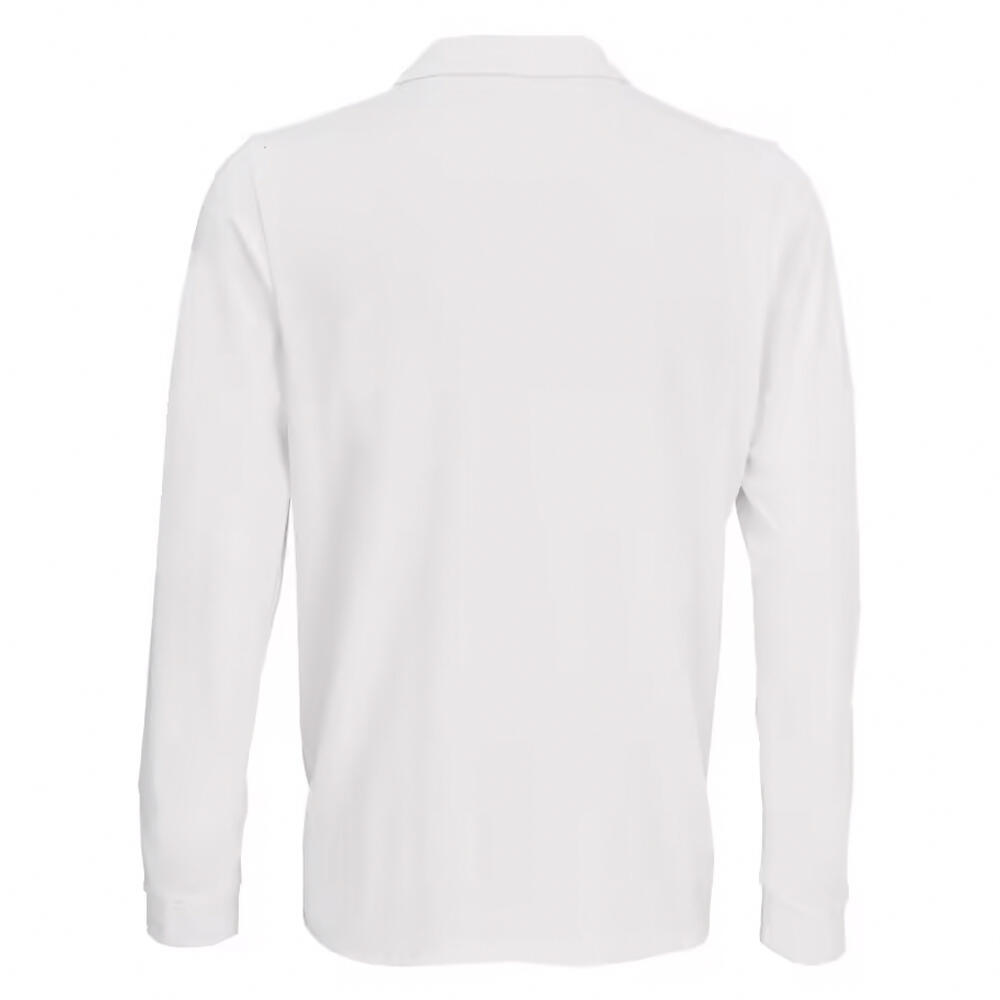 Camisola pólo de manga comprida em polialgodão unissexo para adultos (Branco) 2/4