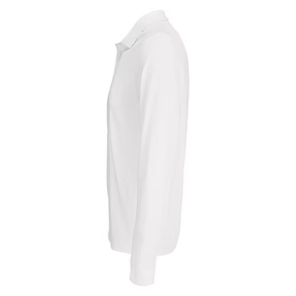 Camisola pólo de manga comprida em polialgodão unissexo para adultos (Branco) 3/4