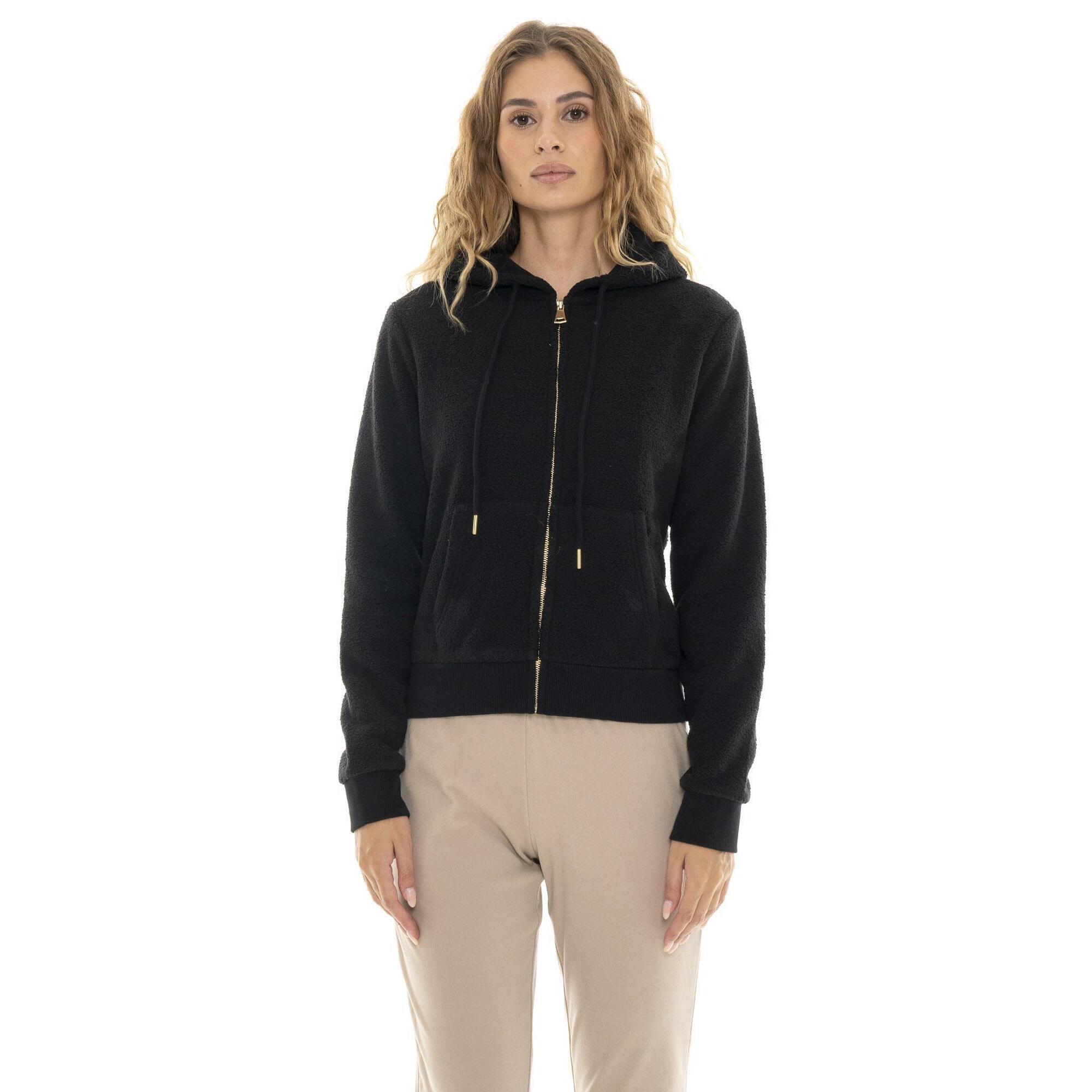 Leone 1947 Apparel - Veste Sherpa Femme Hiver Avec Capuche Et Zip "relaxed" - Blouson - Noir - Decathlon