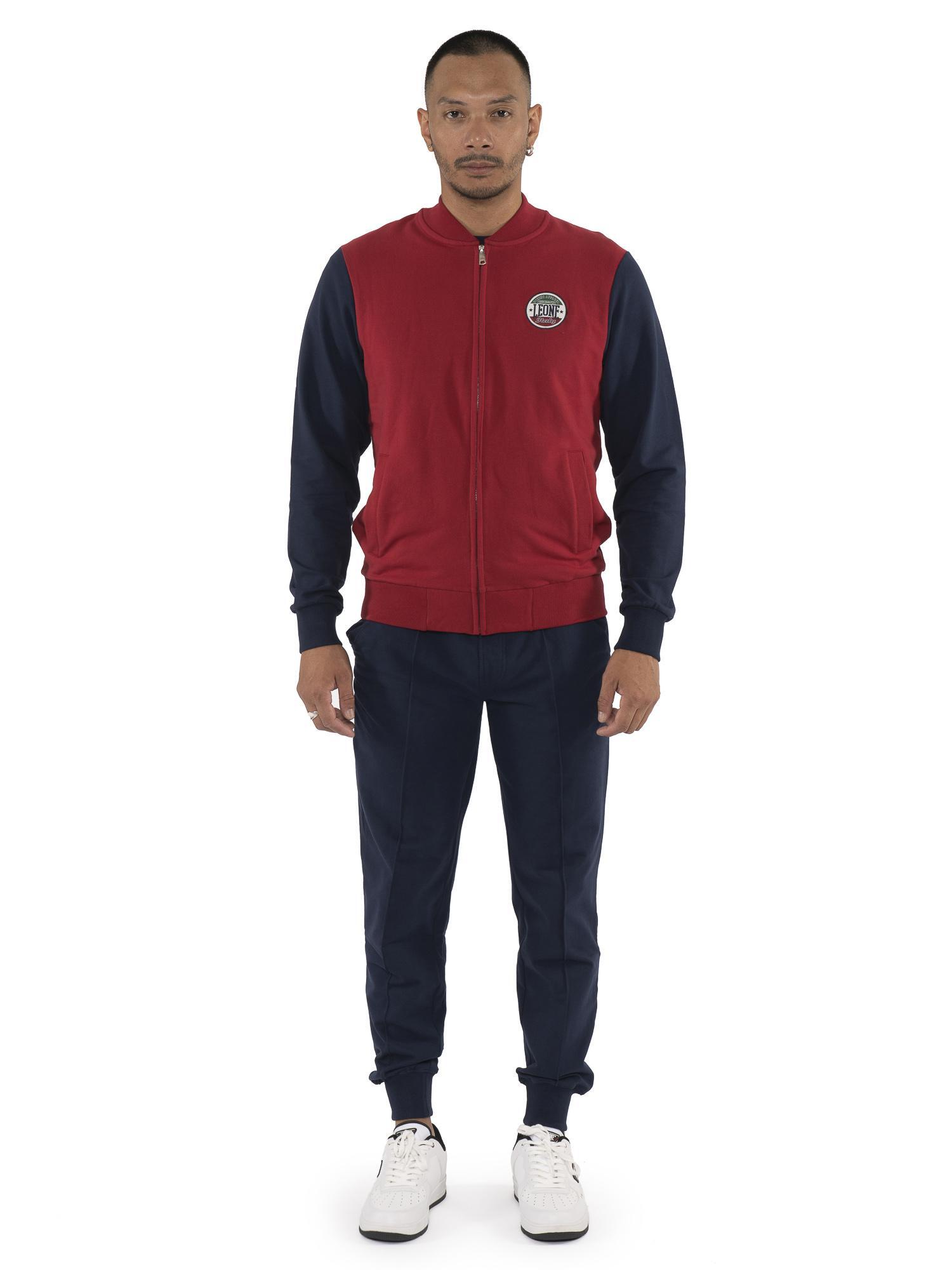 LEONE 1947 APPAREL Fato de treino de inverno masculino com fecho e gola "Varsity"