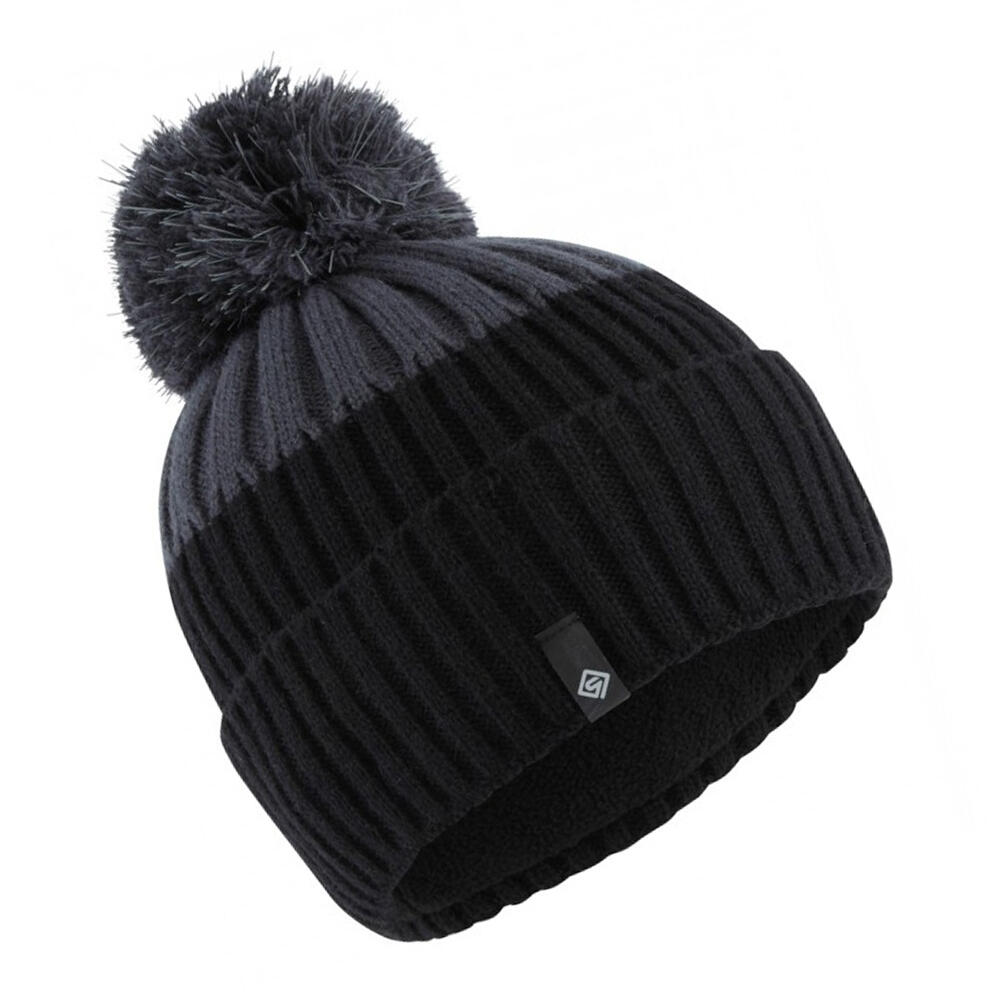 Contrast Bobble Beanie (Black/Charcoal) 2/2