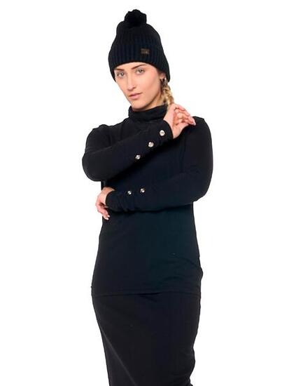 Dames T-shirt met lange mouwen en col "Black Ring