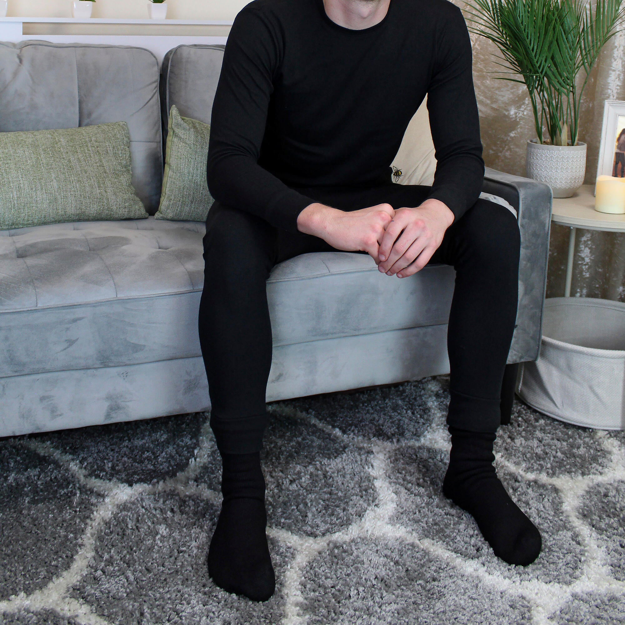 THMO Thermal Long Johns Pack of 3 black/white, elastic waistband 5/5