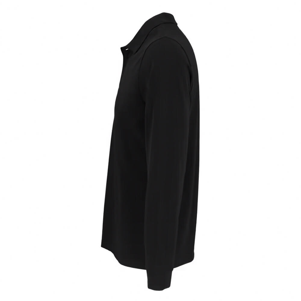 Camisola pólo de manga comprida em polialgodão unissexo para adultos (Preto) 3/4