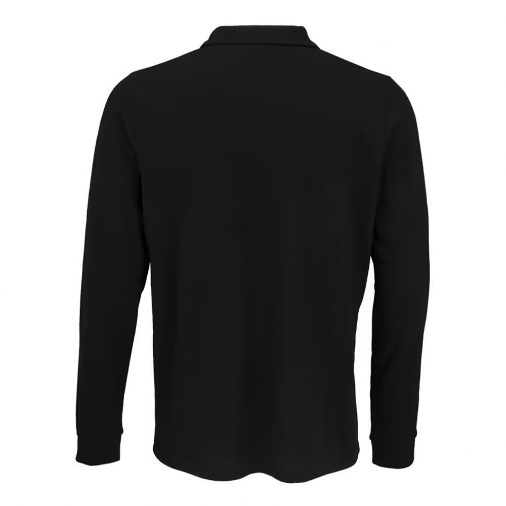 Camisola pólo de manga comprida em polialgodão unissexo para adultos (Preto) 2/4