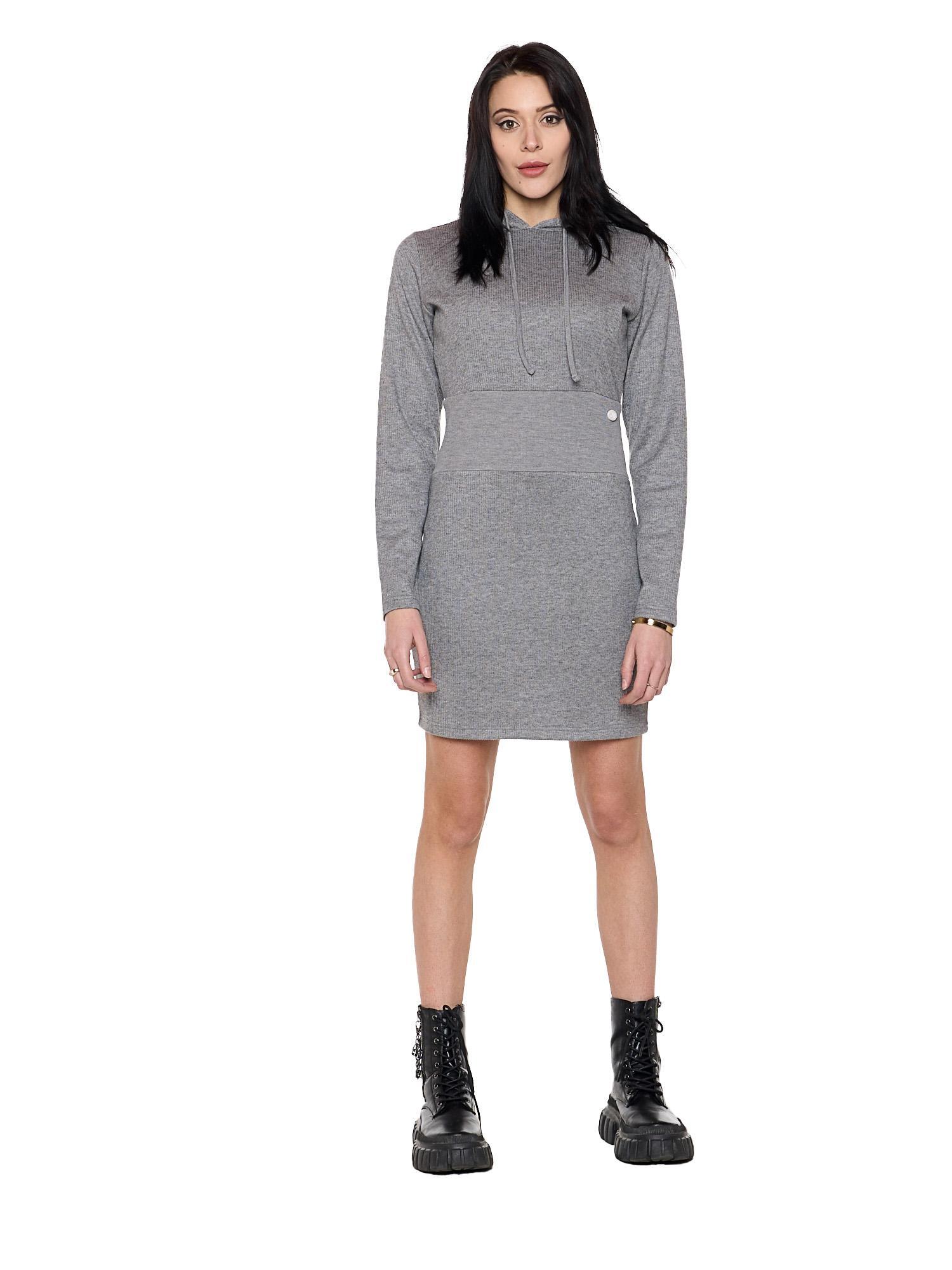 LEONE 1947 APPAREL Vestido curto feminino de inverno com nervuras "Pérola"