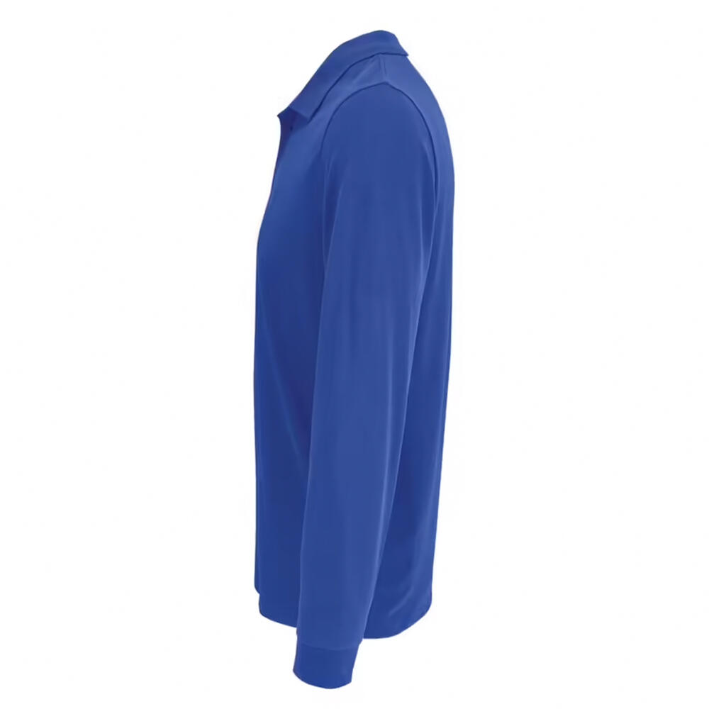 Camisola pólo de manga comprida em polialgodão unissexo para adultos (Azul Real) 3/4