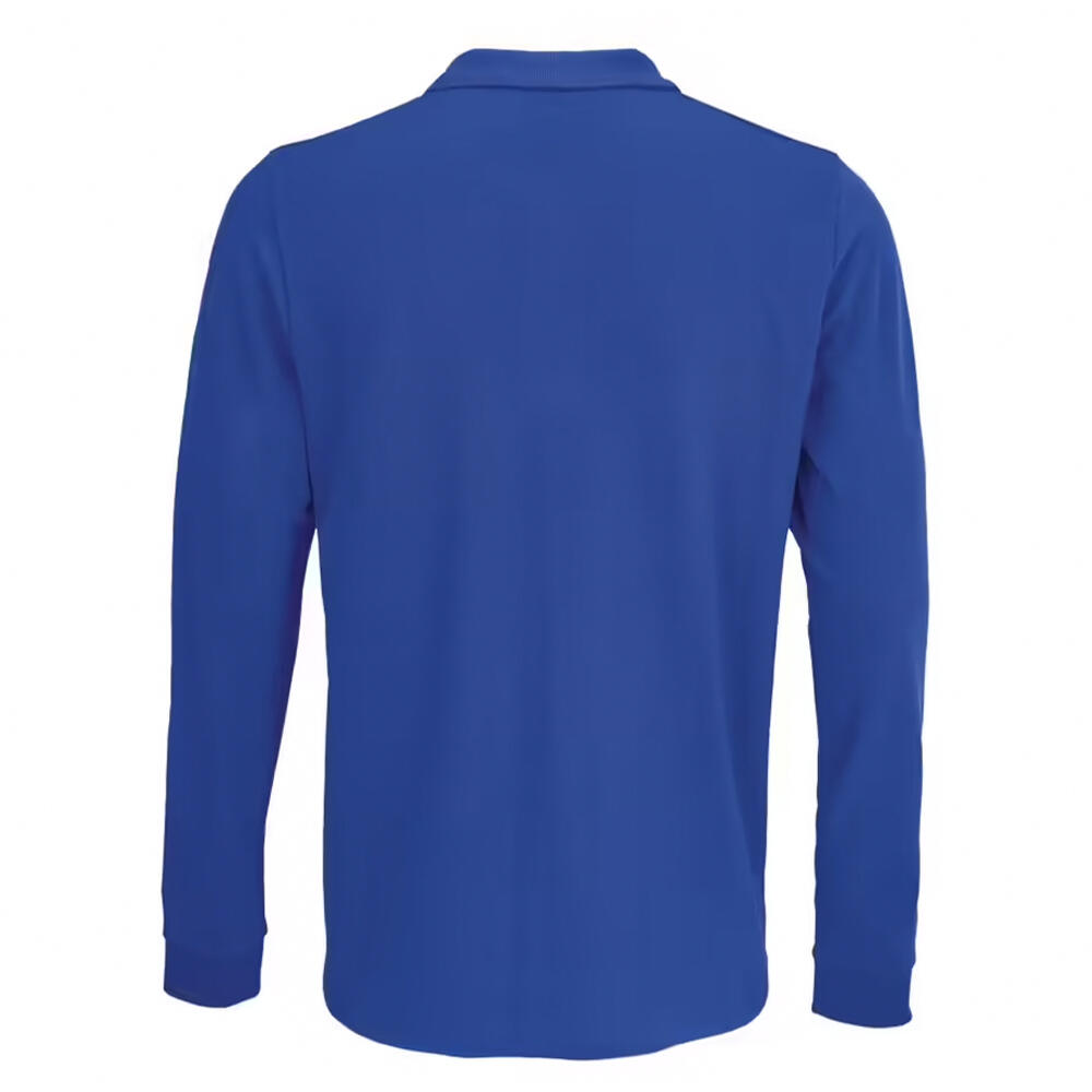 Camisola pólo de manga comprida em polialgodão unissexo para adultos (Azul Real) 2/4