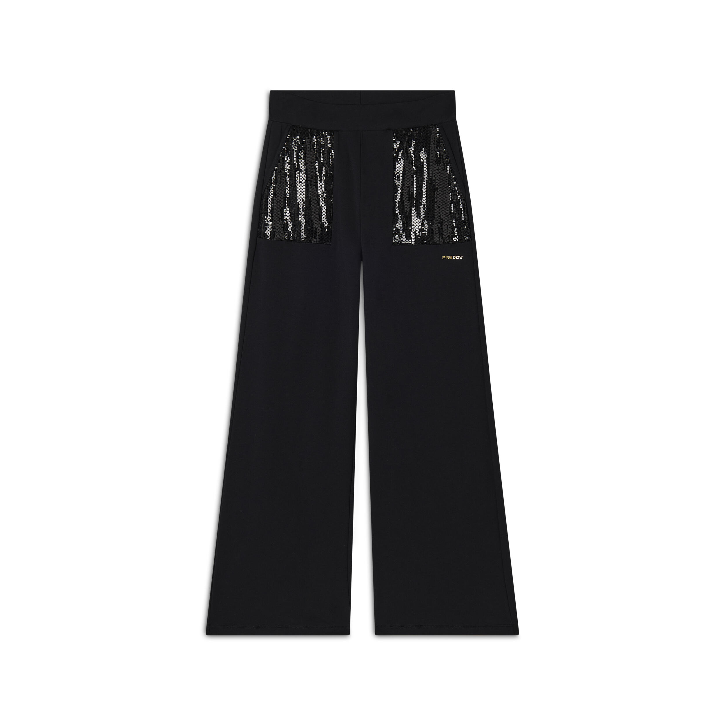 Freddy - Pantalon À Jambes Larges Avec Paillettes En Molleton De Coton Et Modal - Pantalons - Noir - 48 Xl - Decathlon