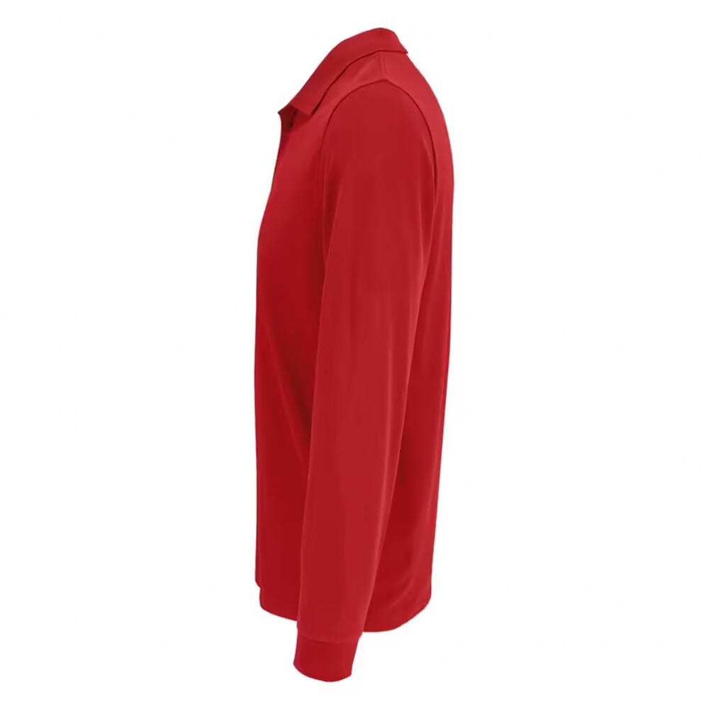 Camisola pólo de manga comprida em polialgodão unissexo para adultos (Vermelho) 3/4