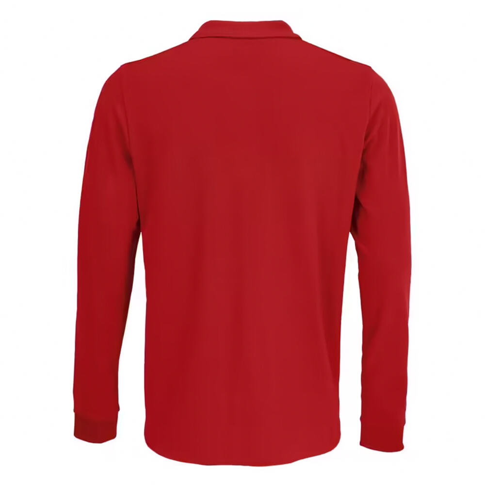 Camisola pólo de manga comprida em polialgodão unissexo para adultos (Vermelho) 2/4