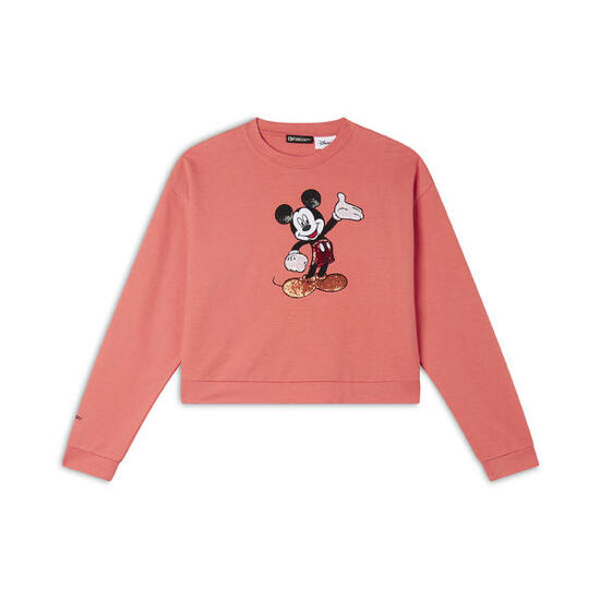 Felpa cropped comfort fit con ricamo Mickey Mouse