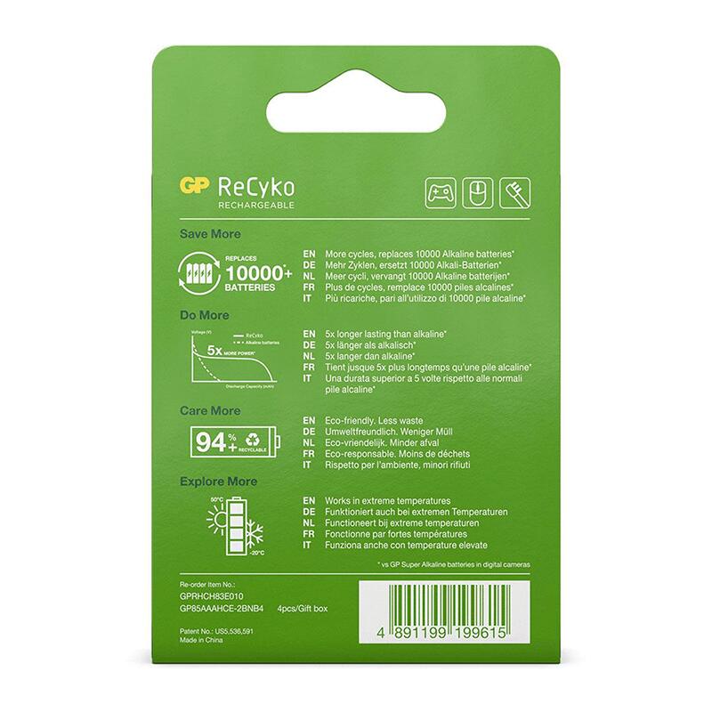 GP wiederaufladbare AAA -Batterien 850mah nimh 4pk 2/2