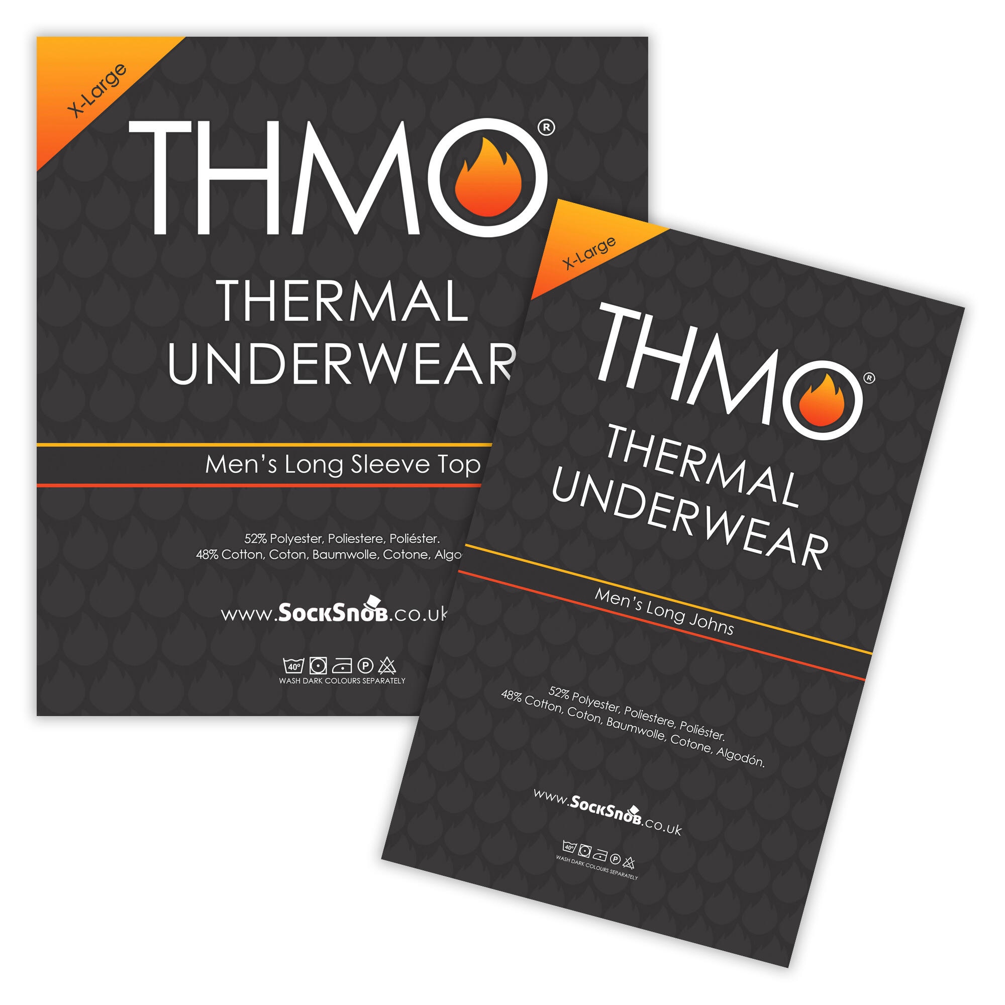 THMO Men's Thermal Underwear Black/White Top + Long Johns 2/5