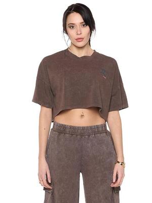 Crop-Cut-Damen-T-Shirt mit Marmoreffekt der Generation Z