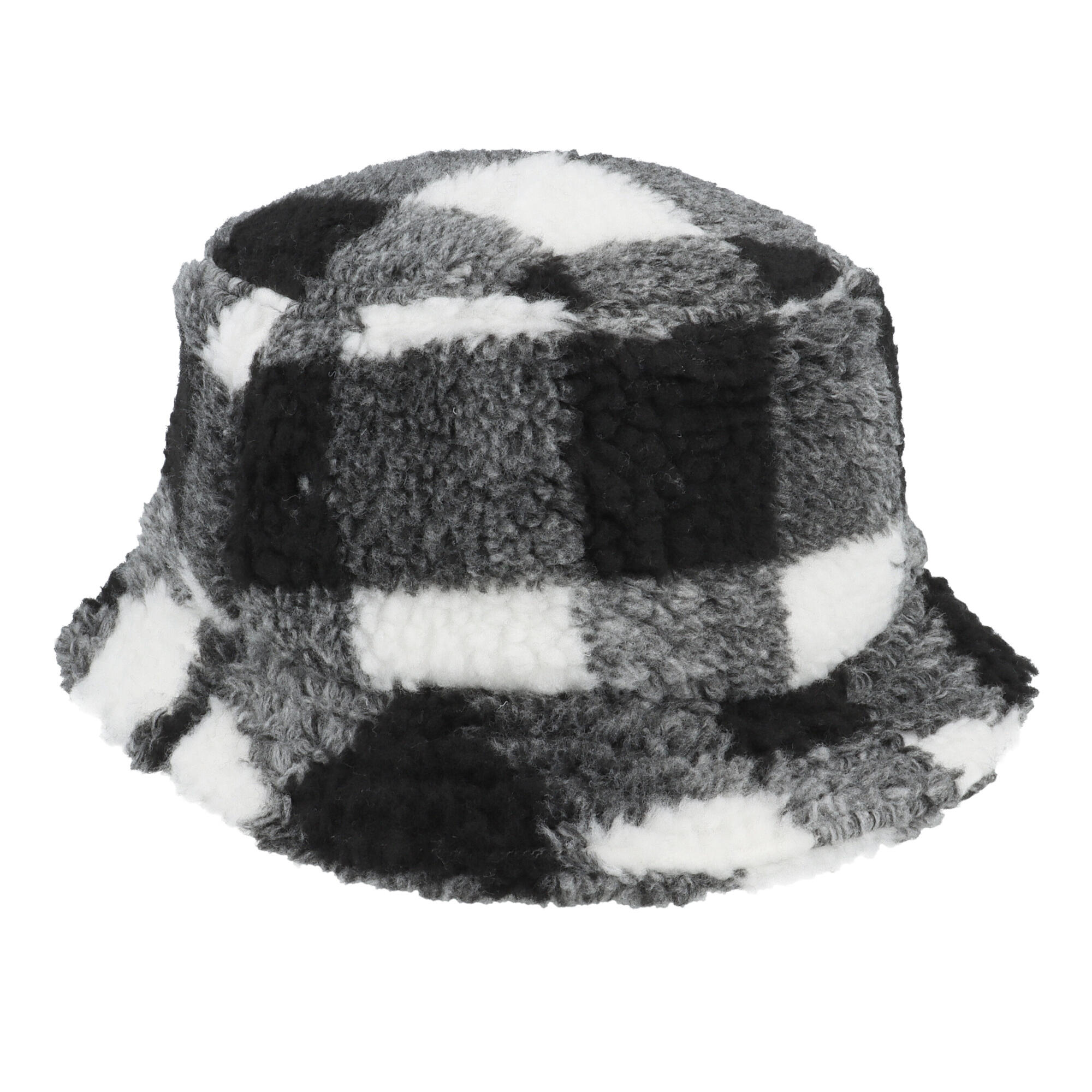 Chapéu de balde xadrez sherpa branco