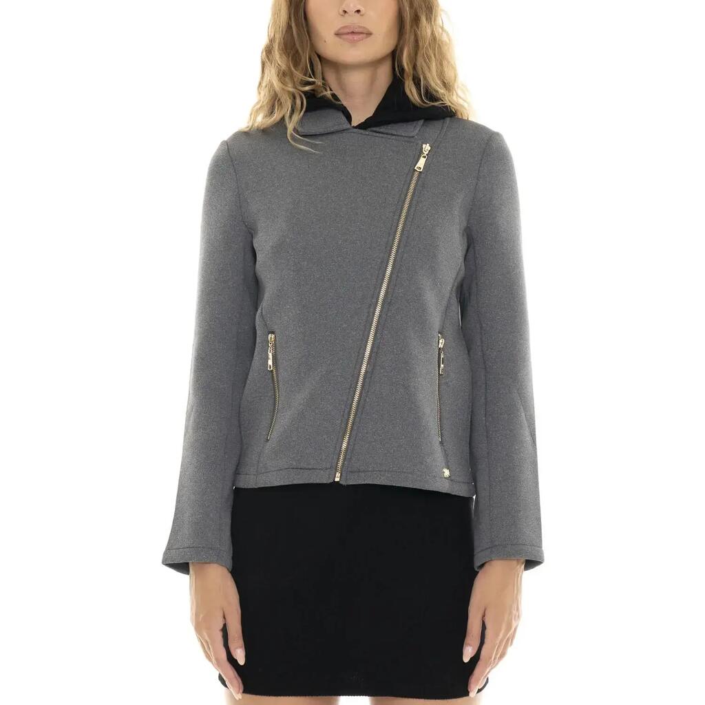 Leone 1947 Gold Studs Women's Asymmetric Zip Neoprene Jacket