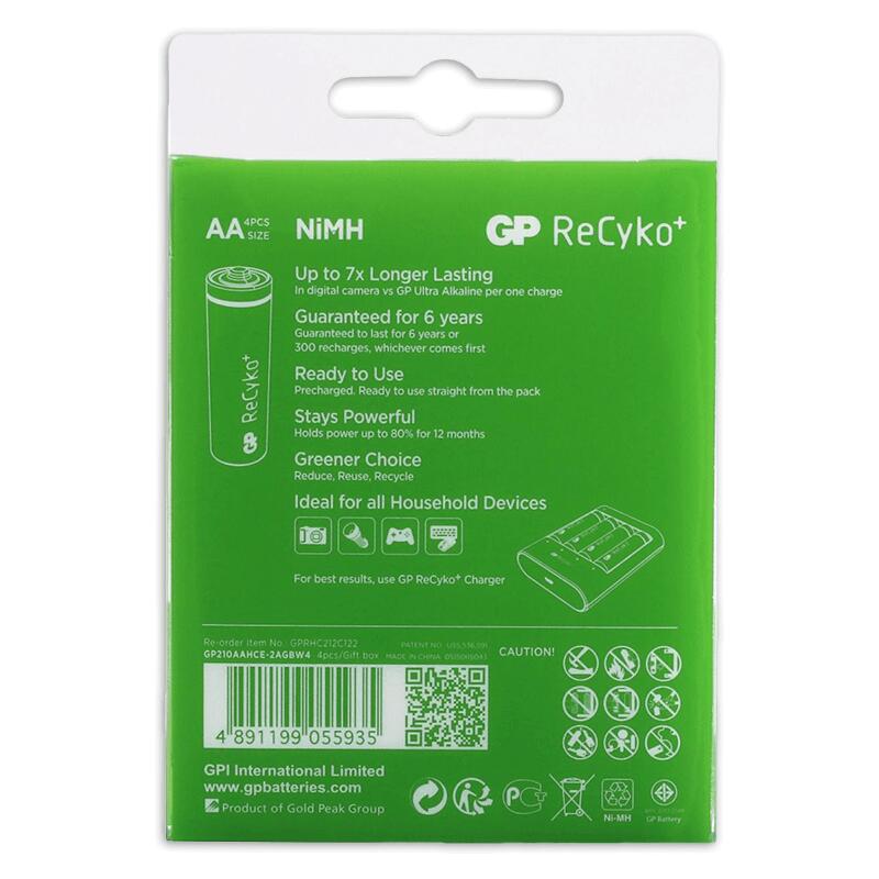 GP wiederaufladbare AA -Batterien 2100mah nimh 4pk 2/2