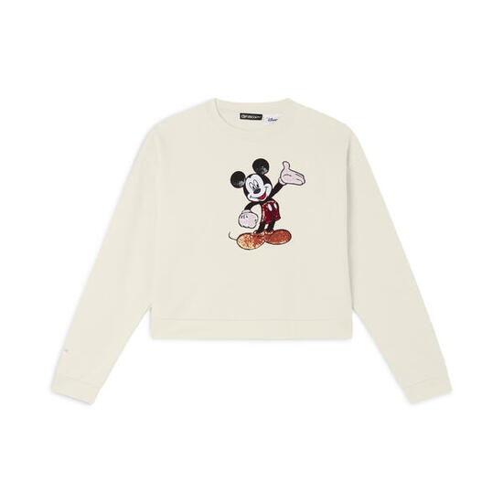 Felpa cropped comfort fit con ricamo Mickey Mouse