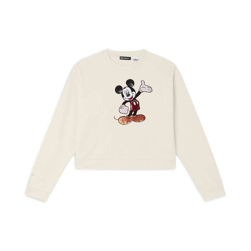 Sweat-shirt t court à la coupe confortable avec broderie Mickey Mouse
