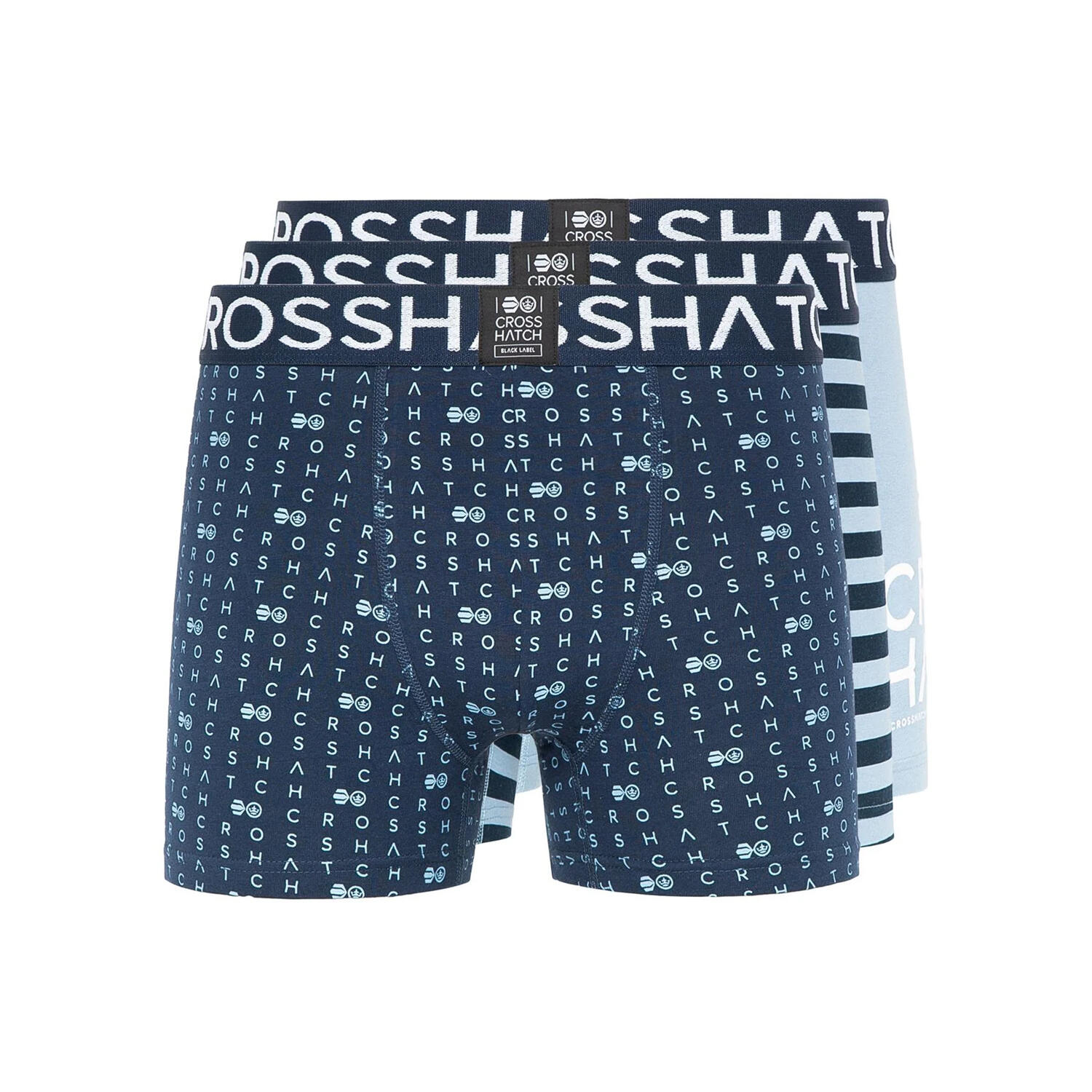 Mens Gridline Boxer Shorts (Pack of 3) (Denim Blue) 1/4