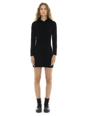 Leone 1947 glamoureuze winterjurk met capuchon voor dames, geribbeld