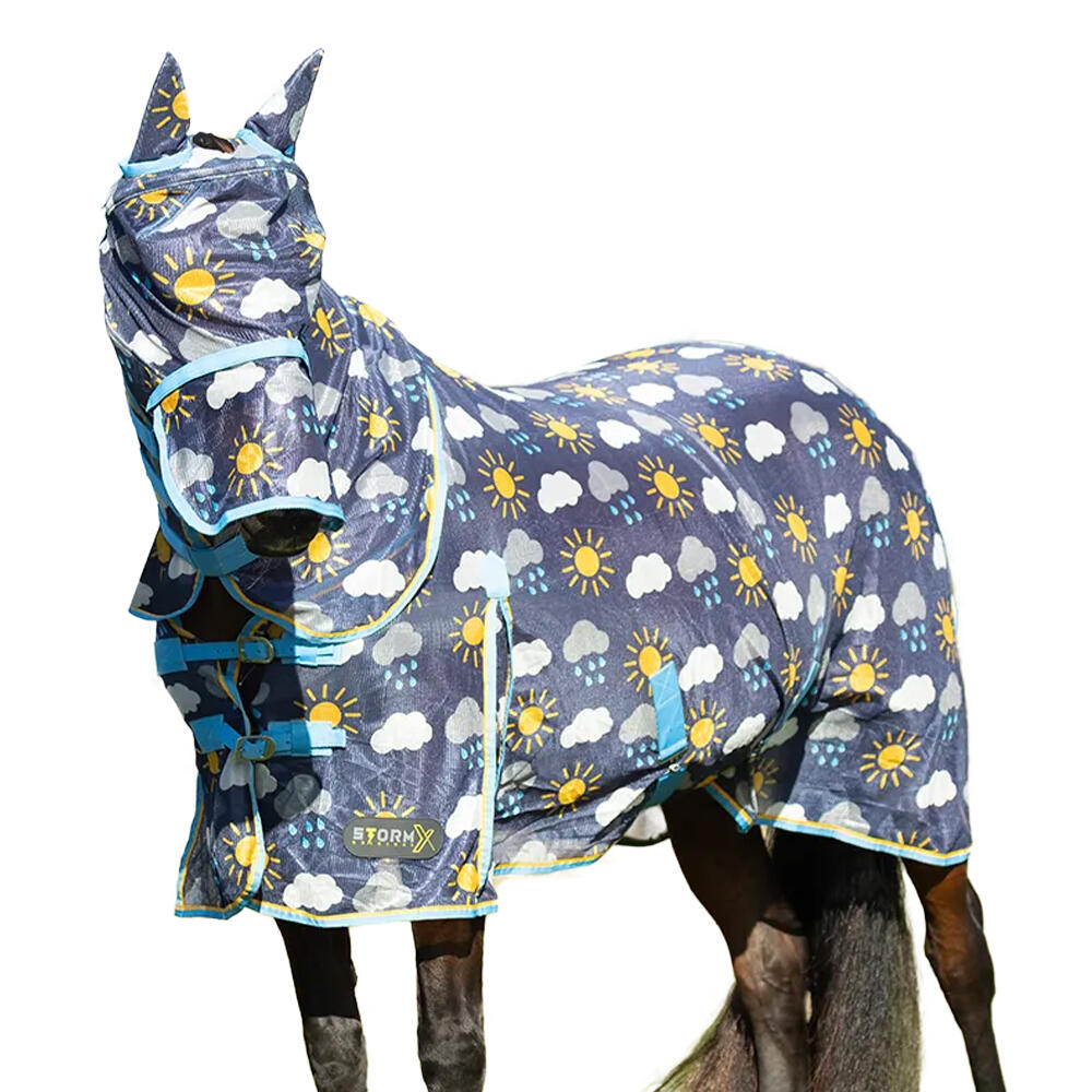 HY Come Rain or Shine Horse Fly Mask With Ears And Detachable Nose