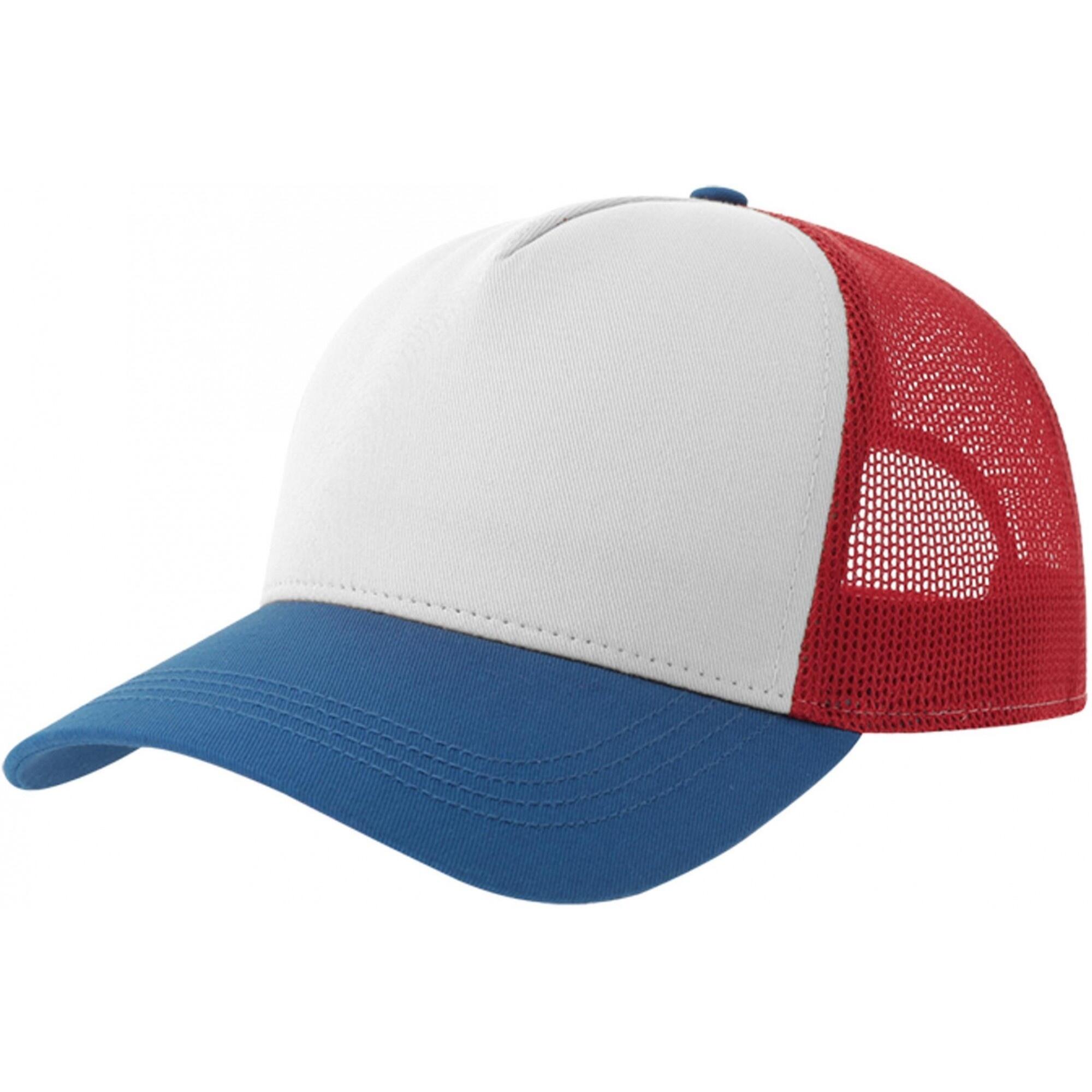 Rapper 5 Panel Cotton Trucker Cap (White/Red/Royal Blue) | Decathlon