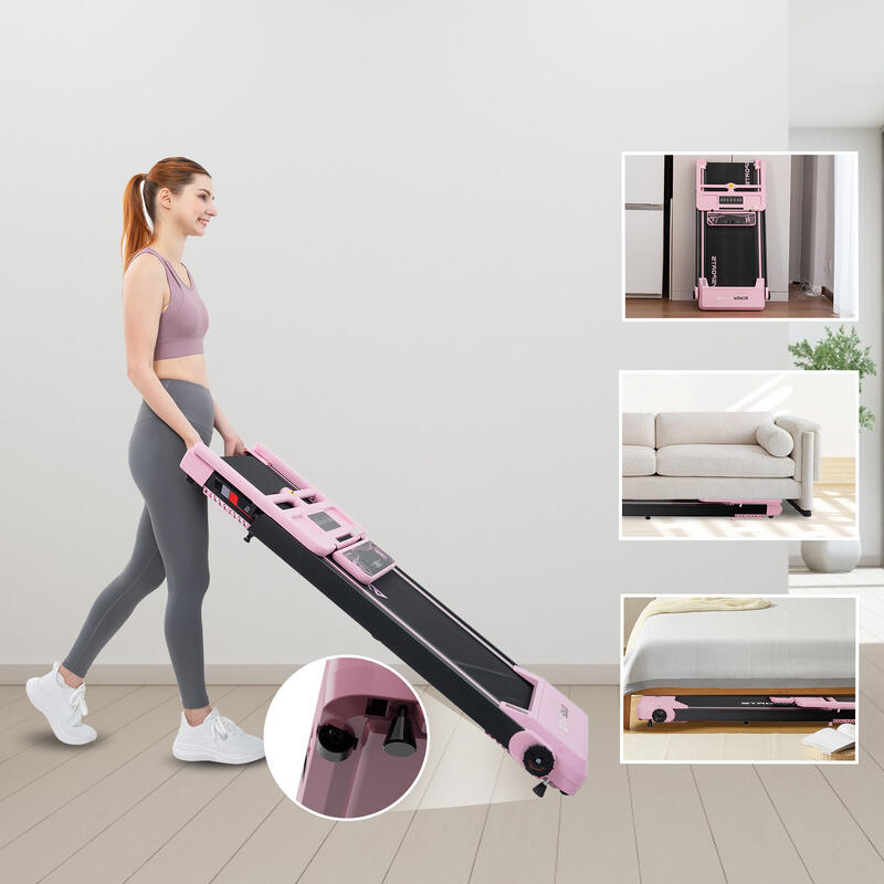 Bieżnia składana CITYSPORTS WP9, 1400 W, aplikacja, Bluetooth, 1-12 km/h, różowy