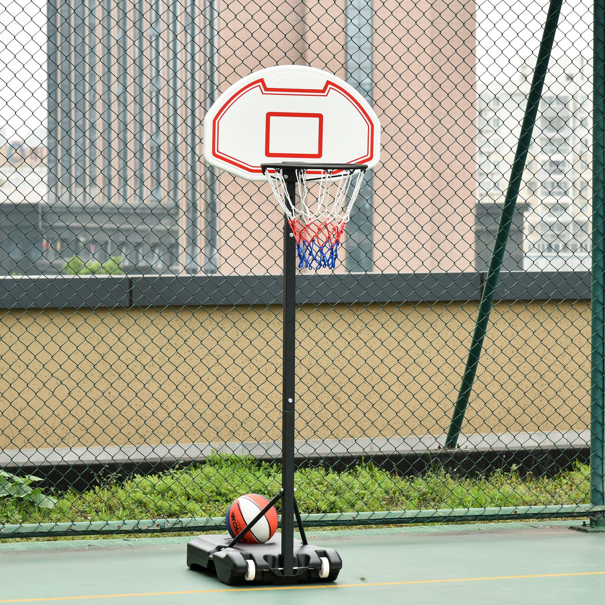 Suporte de tabela de basquetebol 71x74x170-250cm Preto, Vermelho e branco HOMCOM 2/7