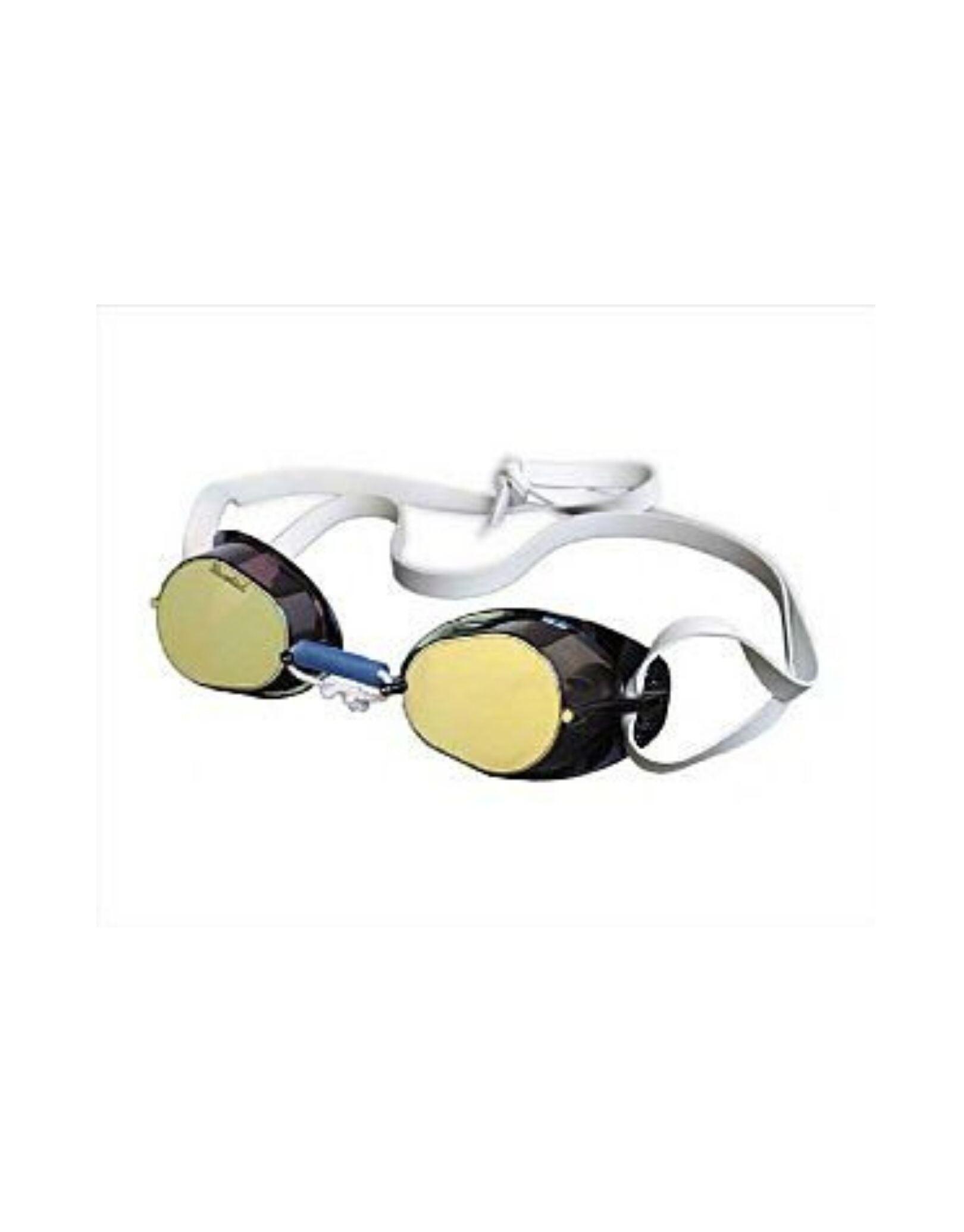 Malmsten Swedish Competition Swim Goggles- Gold Mirror Lenses - Black 1/1