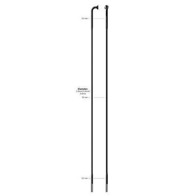 Sapim Speiche 14-270L Renn Edelstahl Schwarz ohne Nippel (100 Stück)