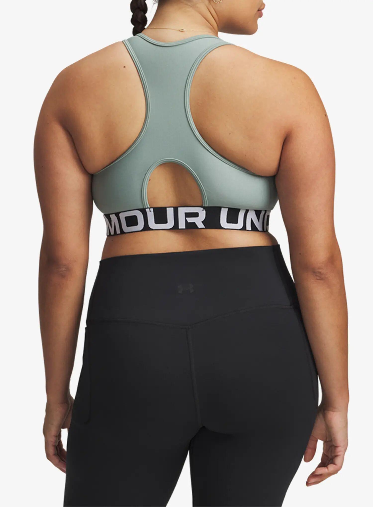 Reggiseno Sportivo Heatgear® Under Armour Mid Branded Da Donna - Verde Silice 4/6