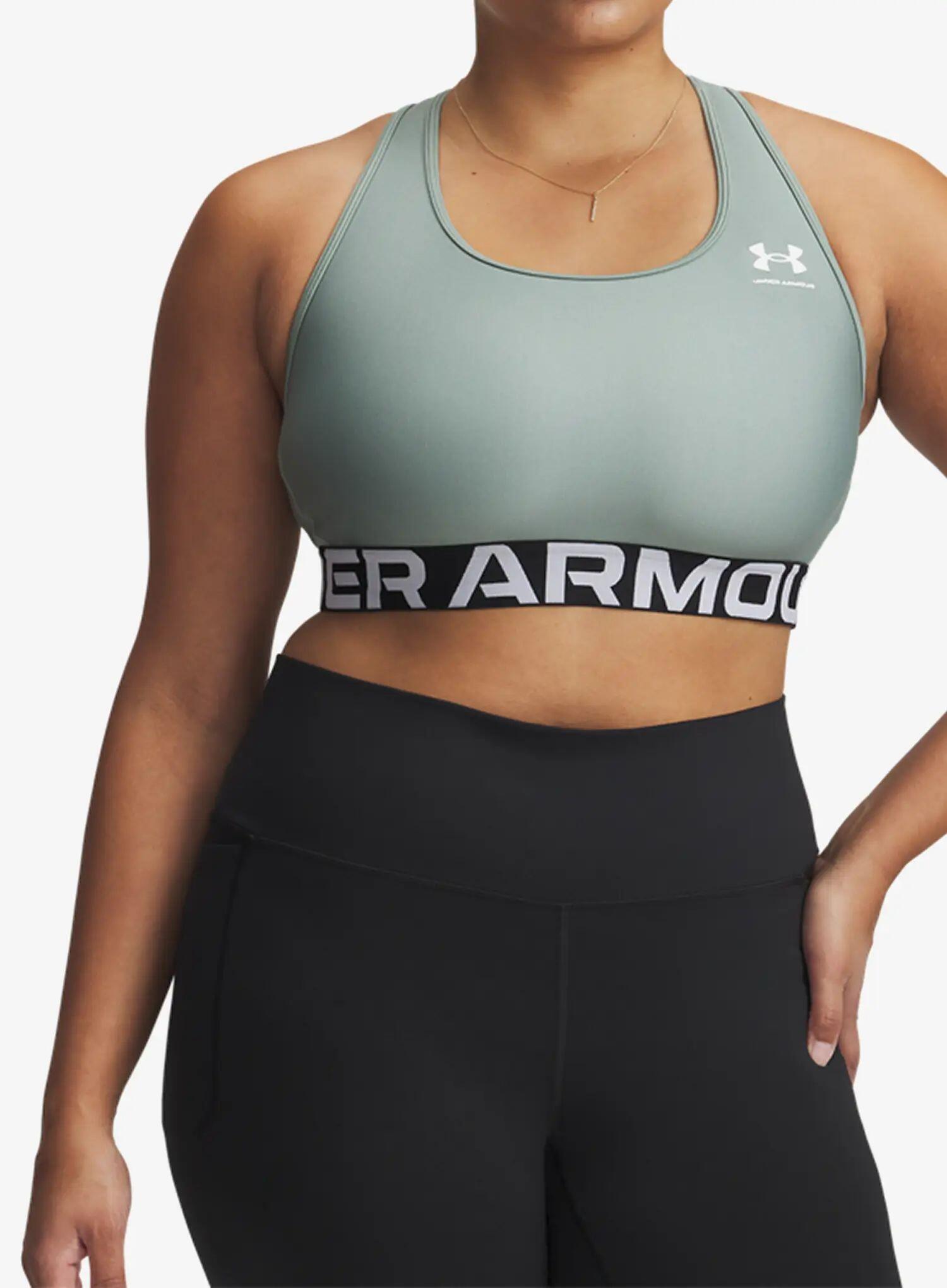Reggiseno Sportivo Heatgear® Under Armour Mid Branded Da Donna - Verde Silice 3/6