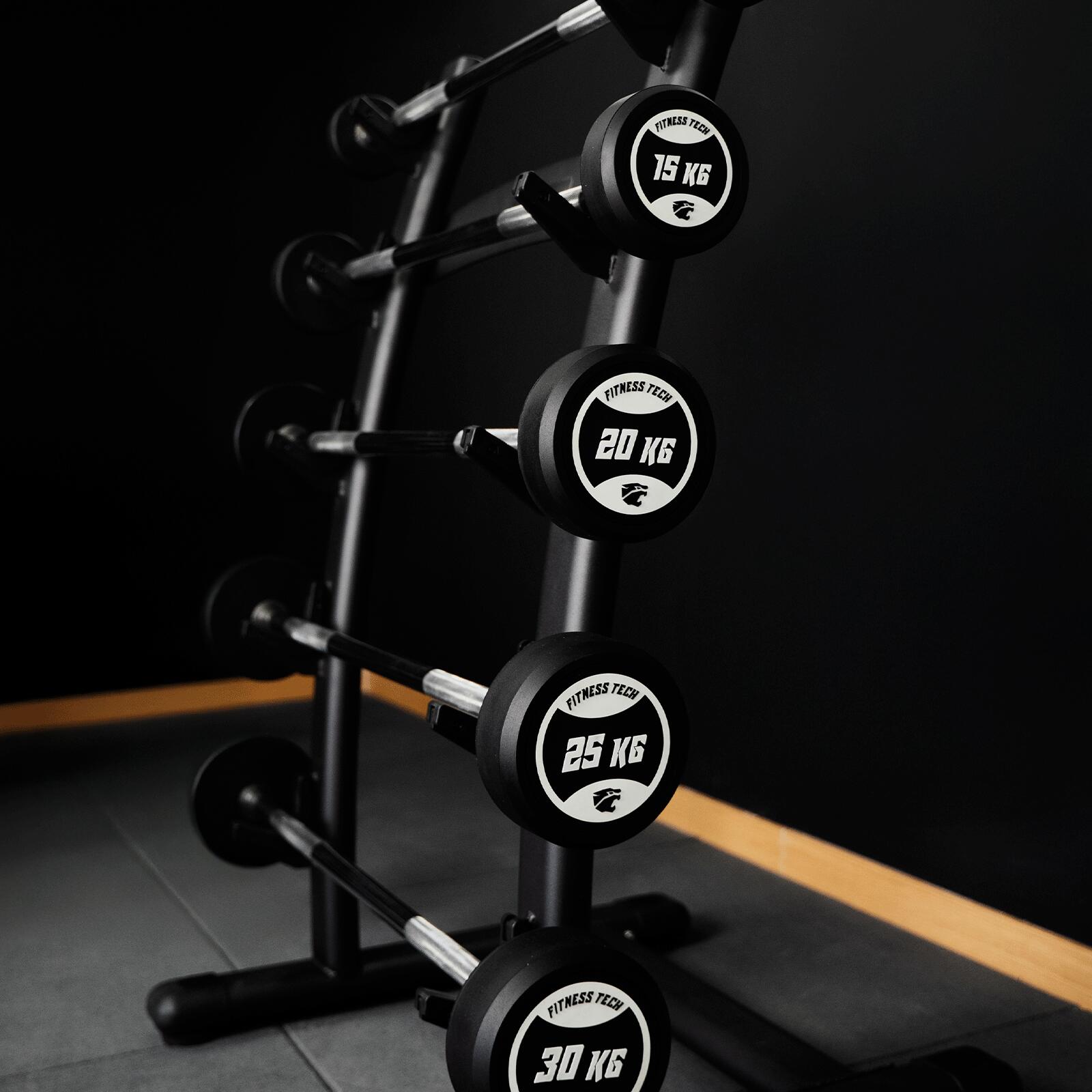 Conjunto de Barras Montadas retas com Rack de 10 a 30 kg Fitness Tech 4/8